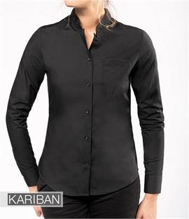 Kariban Ladies Long Sleeve Mandarin Collar Shirt